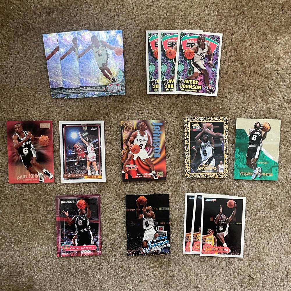 Set of 16 Avery Johnson basketball cards Spurs And Rockets.